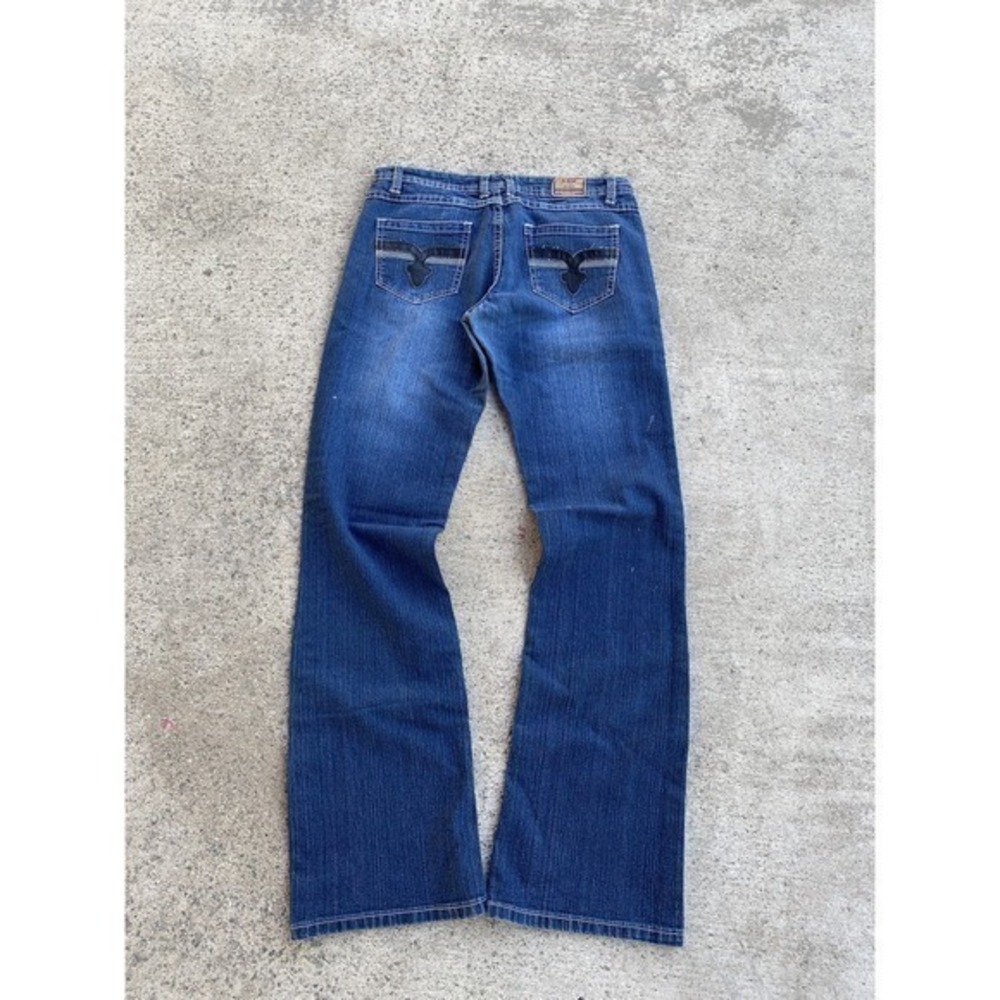 ABM Jeans Womens Size 5 Blue Bootcut Stretch Denim Western‎ Pockets Embroidered